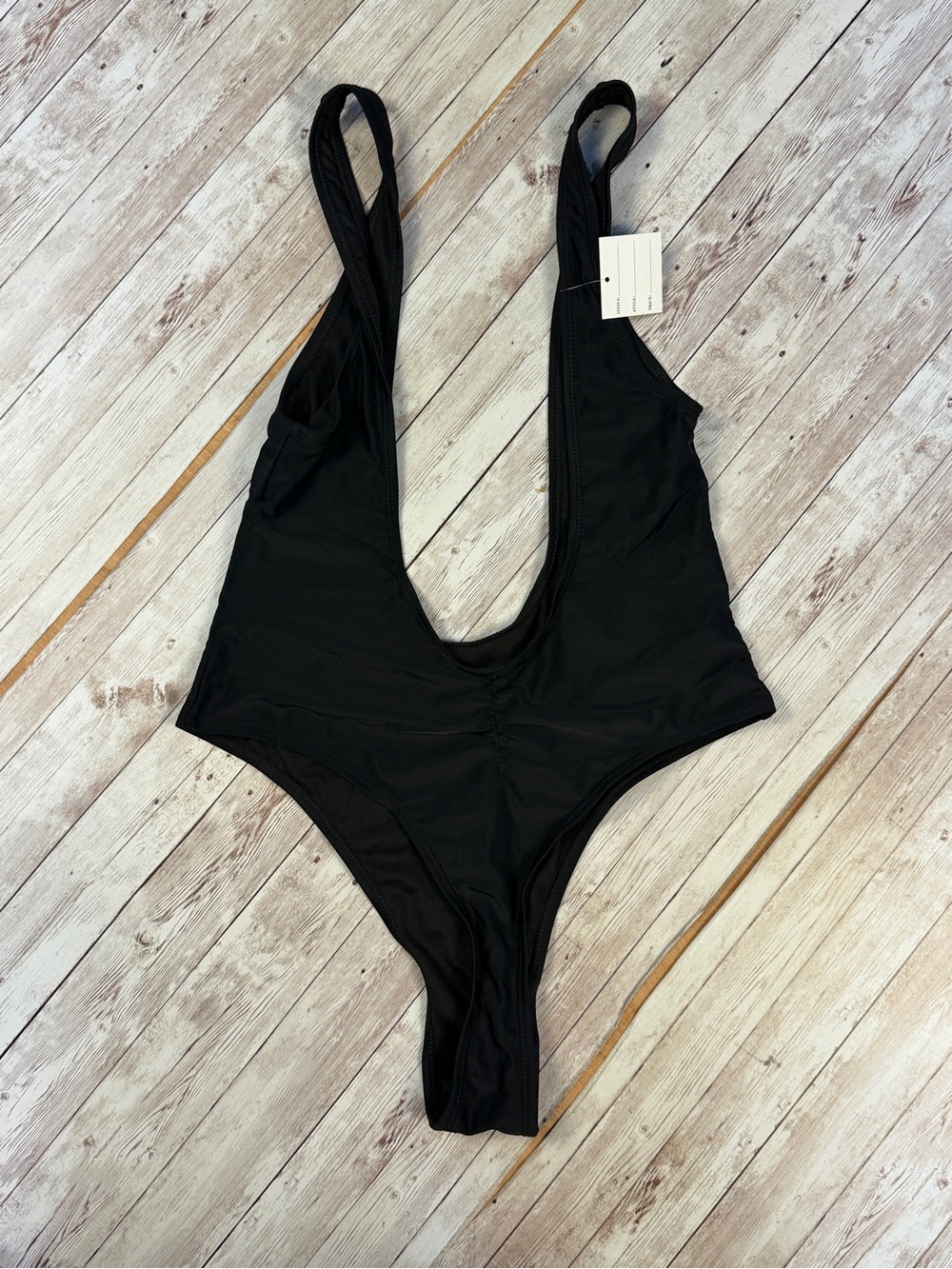 Black One-Piece Scoop Front Swimsuit - Picture 7 of 7